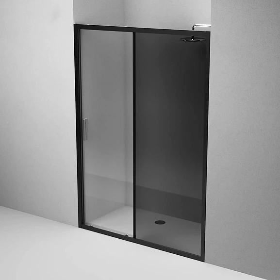 Душевая дверь в нишу AM.PM Gem Solo 140*195 стекло тонированное профиль черный матовый без поддона