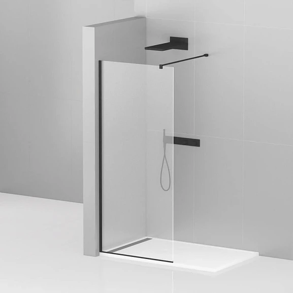 Душевая перегородка Cezares LIBERTA-L-1-100-120-C-NERO Walk-in 100*120*195 L/R с односторонним входом, стекло прозрачное, профиль черный без поддона