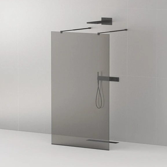 Душевая перегородка Cezares LIBERTA-L-2-80-GR-NERO Walk-in 80*195 L/R с возможностью двустороннего входа, стекло графит, профиль черный без поддона