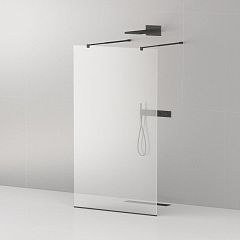 Душевая перегородка Cezares LIBERTA-L-2-90-C-NERO Walk-in 90*195 L/R с возможностью двустороннего входа, стекло прозрачное, профиль черный без поддона