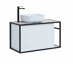 Тумба с раковиной Aquanet Nova Lite Loft 90 белый глянец L