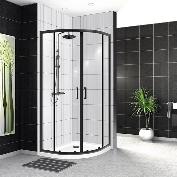 Душевой уголок BelBagno UNO-195-R-2-90-C-NERO 90*90*198 с поддоном TRAY-AS-R-90-30-W