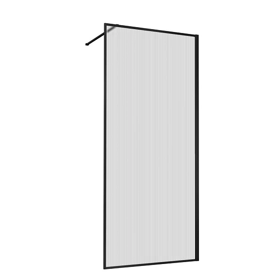 Душевая перегородка Vincea Walk-In 110*200 стекло рифленое профиль черный матовый без поддона