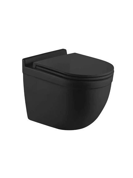 Подвесной унитаз WeltWasser Heimbach 043 MT-BL 36*52 безободковый смыв Tornado, черный матовый с крышкой-сиденьем микролифт