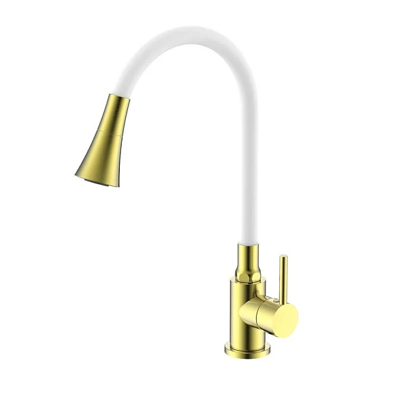 Смеситель Splenka S201.4308.03 для кухни с гибким изливом золотой сатин