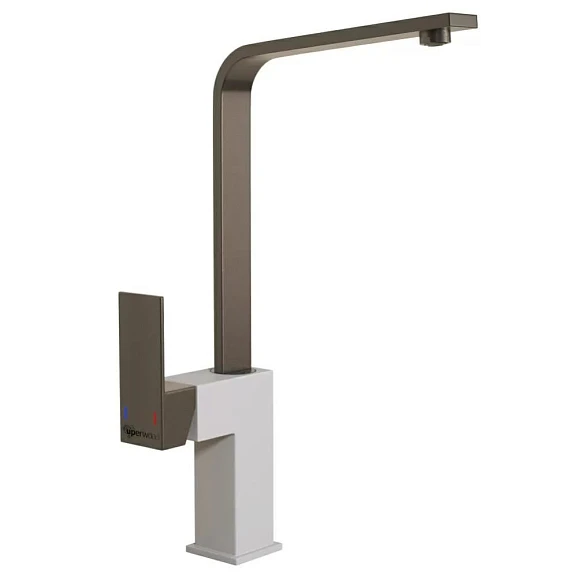 Смеситель Uperwood UPD-002-06 для кухни вороненая сталь/белый