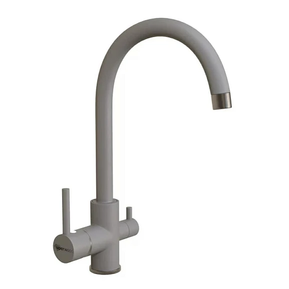 Смеситель Uperwood UPD-003-07 для кухни с функцией подключения фильтра серый/вороненая сталь