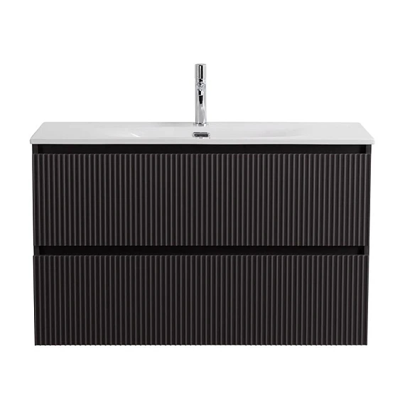 Тумба с раковиной BelBagno Uno 100 темно-серая матовая с двумя ящиками