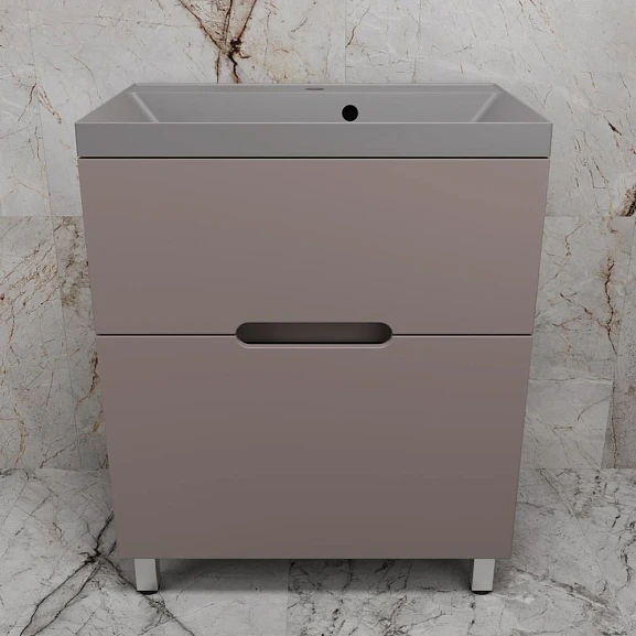 Тумба с раковиной Style Line Матис 70 напольная тауп темный (раковина Asti 70*45 серый шелк)