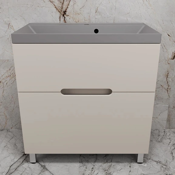 Тумба с раковиной Style Line Матис 80 напольная крем (раковина Asti 80*45 серый шелк)