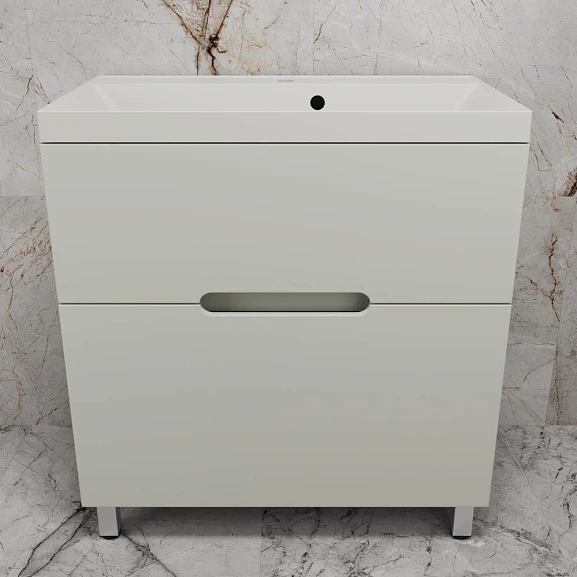 Тумба с раковиной Style Line Матис 80 напольная олива (раковина Asti 80*45 жасмин)