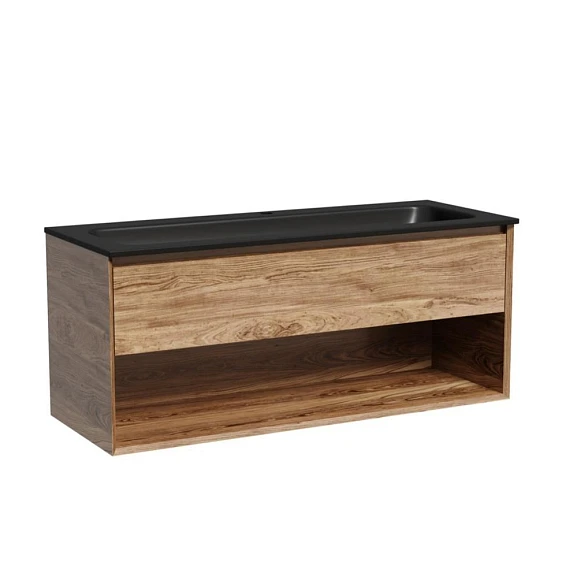Тумба с раковиной Sancos Marmi 1.0 120 дуб чарльстон (раковина Grace CN7017MB черная матовая)