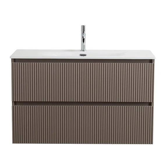 Тумба с раковиной BelBagno Uno 120 бежевая матовая с двумя ящиками