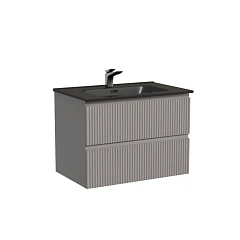 Тумба с раковиной Sancos Snob R 70 Doha Soft (раковина Element CN7007MB черная матовая)