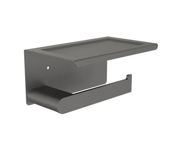 Держатель туалетной бумаги Knotlor Bliss PH102GM с полкой вороненая сталь