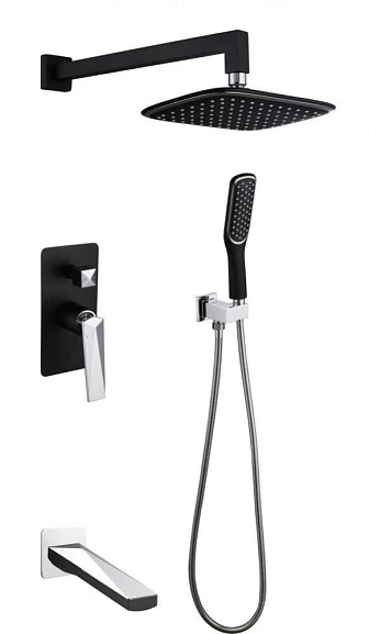 Душевой комплект Boheme Venturo 374-B-2 с изливом черный матовый/хром