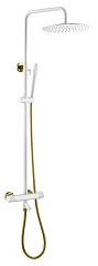 Душевая стойка Boheme Uno 468-T-WG с термостатом и изливом белая матовая/золото