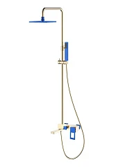 Душевая стойка Boheme Q 148-GUW с изливом золото/синий