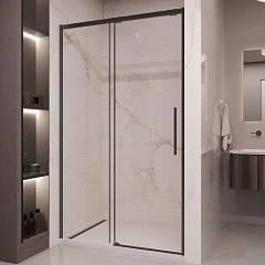 Душевая дверь в нишу Vincea Stella 120*200 стекло прозрачное профиль черный матовый без поддона