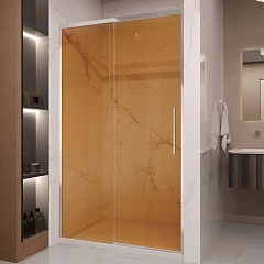 Душевая дверь в нишу Vincea Stella 120*200 стекло янтарь профиль хром без поддона