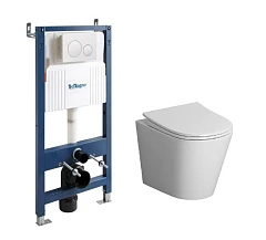 Комплект инсталляции для унитаза BelBagno BB-101-M-BC клавиша смыва BB-17C-BL белый глянец