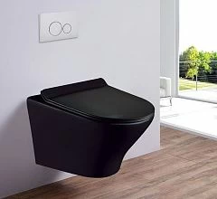 Подвесной унитаз Esbano Aster 37*49 Matt Black безободковый с крышкой-сиденьем микролифт Slim