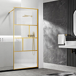 Душевая перегородка Vincea Walk-In 120*200 стекло прозрачное/рифленое профиль брашированное золото без поддона Душевая перегородка Vincea Walk-In 120*200 стекло прозрачное/рифленое профиль брашированное золото без поддона
