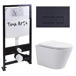 Комплект инсталляции Toni Arti Forli, клавиша смыва Noche черная матовая