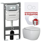 Комплект инсталляции Ceramicanova Envision, унитаз Play Rimless, клавиша смыва Round белая Комплект инсталляции Ceramicanova Envision, унитаз Play Rimless, клавиша смыва Round белая