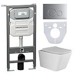 Комплект инсталляции Ceramicanova Envision, унитаз Metric Rimless, клавиша смыва Round хром матовый Комплект инсталляции Ceramicanova Envision, унитаз Metric Rimless, клавиша смыва Round хром матовый