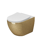 Подвесной унитаз Grossman Color GR-4411GWLS 36,5*55 золото (белый внутри) безободковый с крышкой-сиденьем микролифт Slim Подвесной унитаз Grossman Color GR-4411GWLS 36,5*55 золото (белый внутри) безободковый с крышкой-сиденьем микролифт Slim