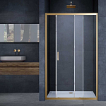 Душевая дверь в нишу Vincea Alpha 150*190 L/R профиль брашированное золото без поддона