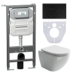 Комплект инсталляции Ceramicanova Envision, унитаз Metropol Rimless, клавиша смыва Round черная Комплект инсталляции Ceramicanova Envision, унитаз Metropol Rimless, клавиша смыва Round черная