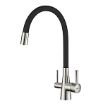 Смеситель Lemark Comfort LM3075BN-Black для кухни с функцией подключения фильтра и гибким изливом никель/черный Смеситель Lemark Comfort LM3075BN-Black для кухни с функцией подключения фильтра и гибким изливом никель/черный